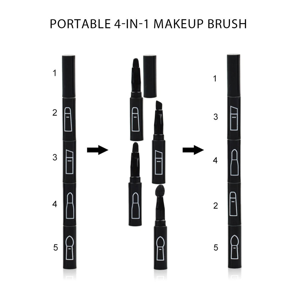 Mini 4-in-1 makeup brush, a multi-purpose, easy to carry out travel