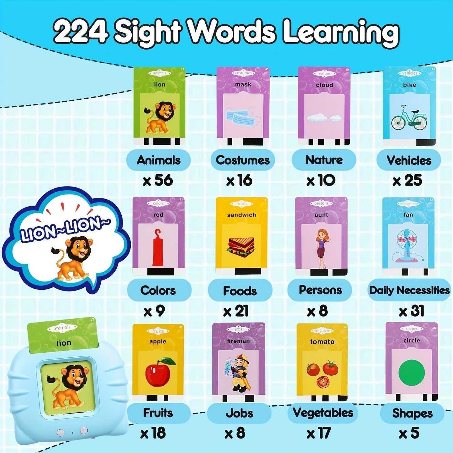 Talking Flash Cards For Kids Educational Learning